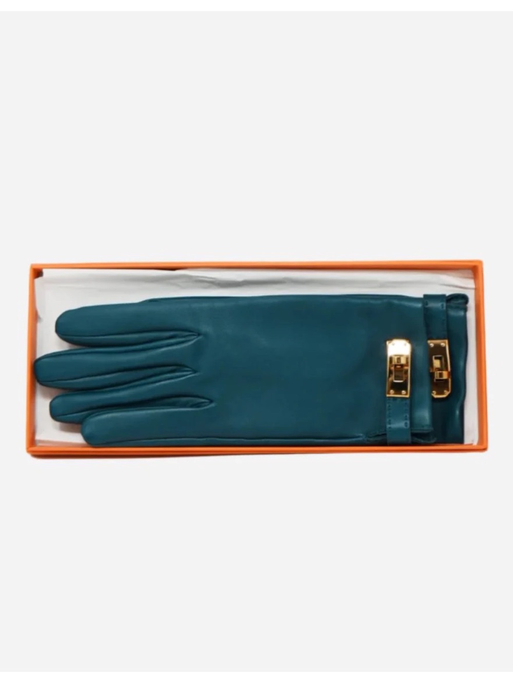 Hermes Leather Soya Gloves Blue